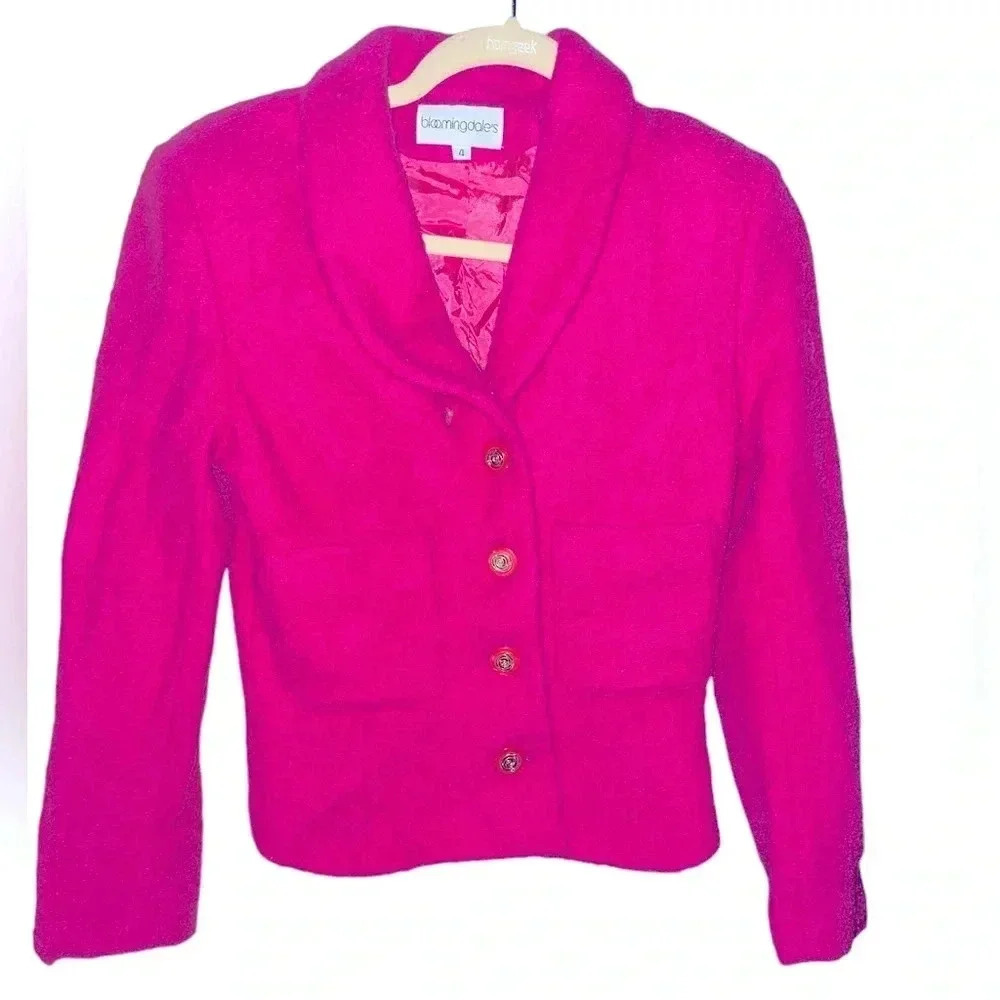 Vintage Bloomingdale’s Fuschia Suit Cropped Jacket Sz 4